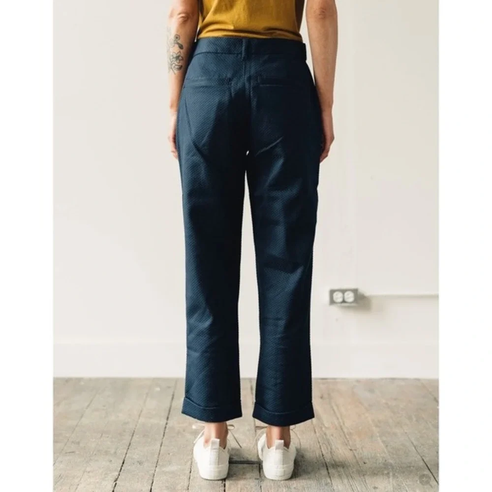Kowtow‎ Knotted Tie Top and Edition Pants in Navy Blue Basketweave Matching Set